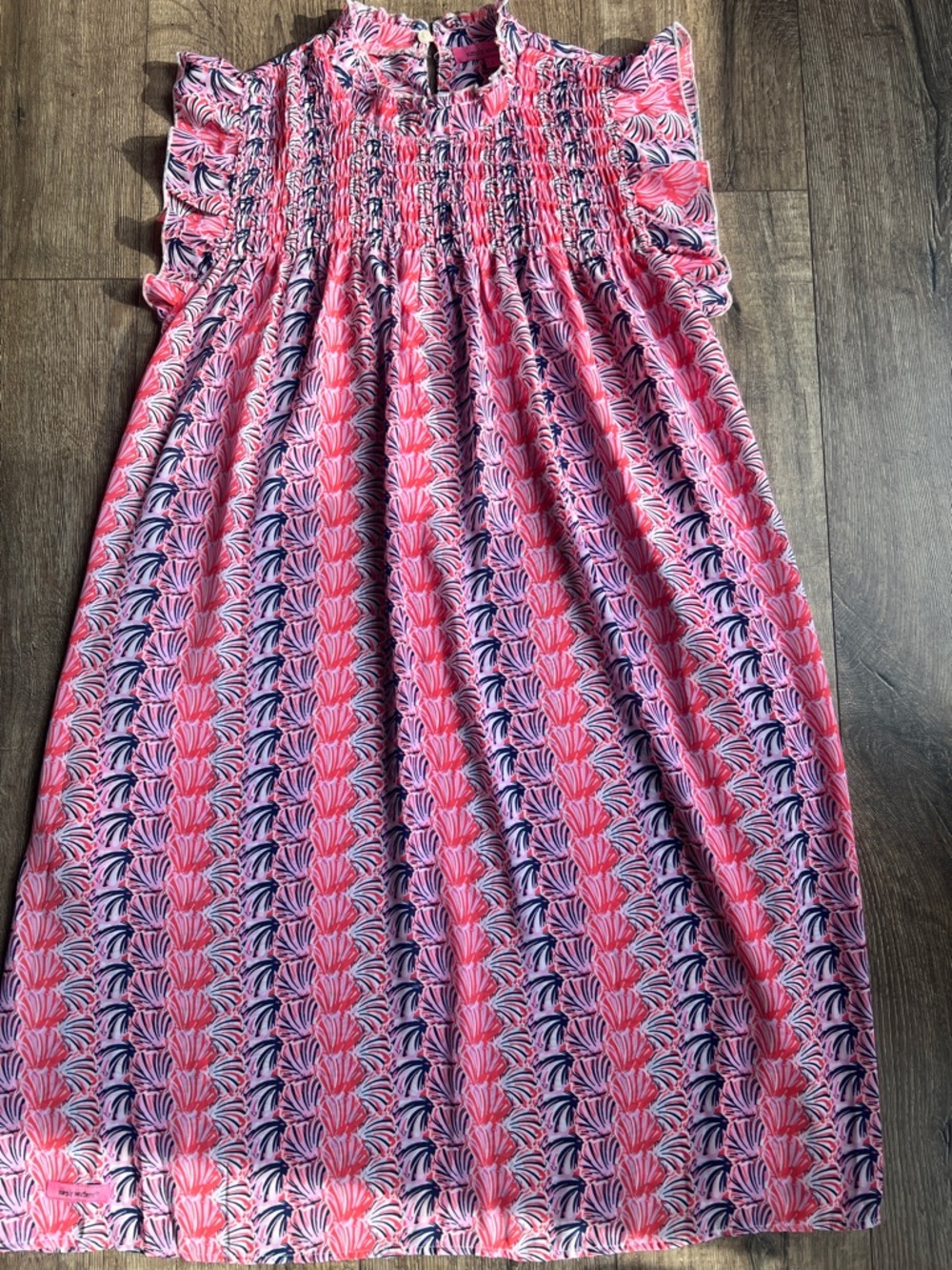Simply Southern ruffled neck seashell print dress